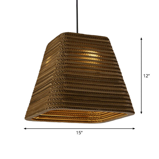Country Style Trapezoid Vase Pendant Light - Single Brown Suspension Lamp 10/12/15 Wide