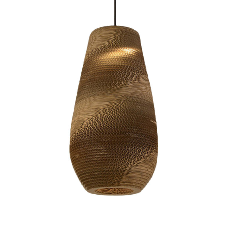 Country Style Trapezoid/Vase Pendant Light Kit - Single Brown Suspension Lamp 10’/12’/15’ Wide