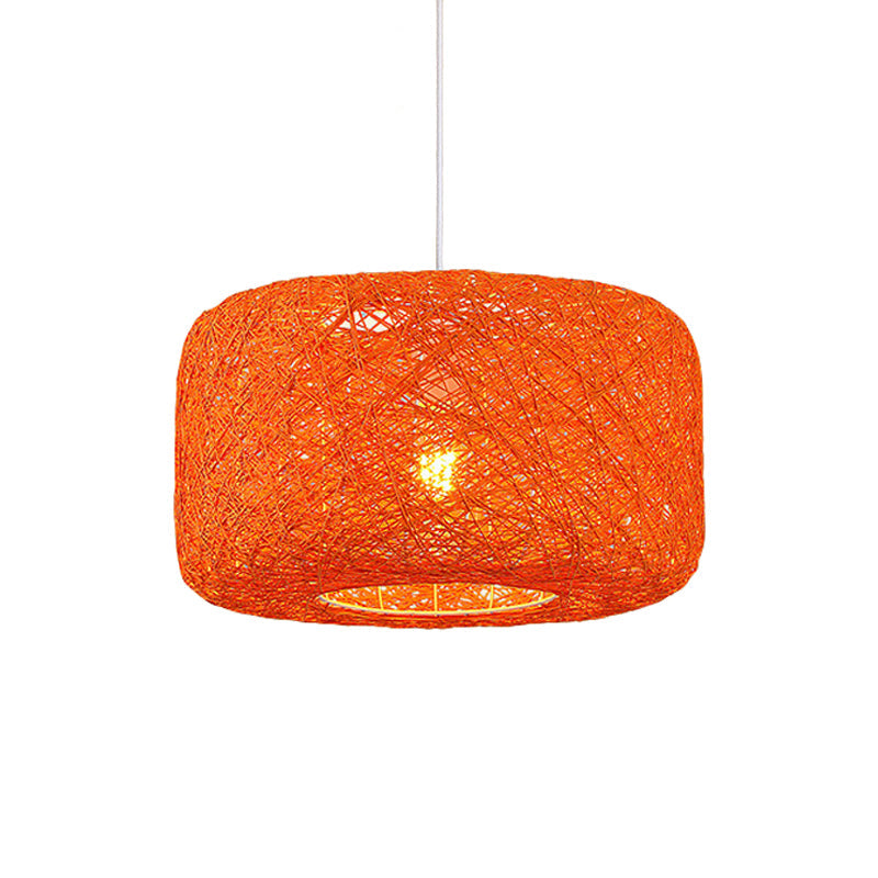 Colorful Drum Pendant Macaron Light For Bistro - Red/Pink/Orange