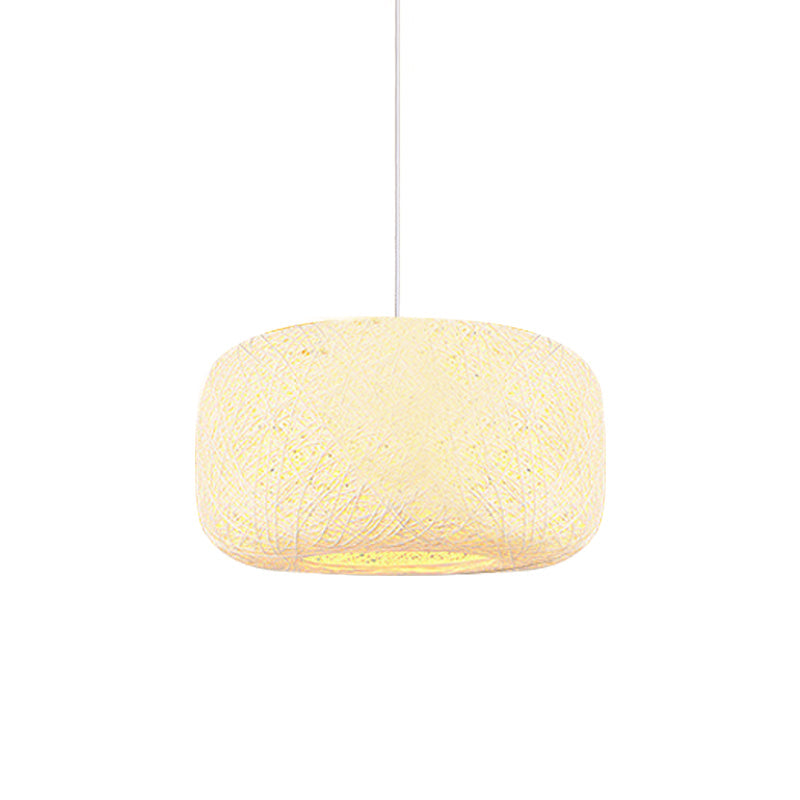 Colorful Drum Pendant Macaron Light For Bistro - Red/Pink/Orange White