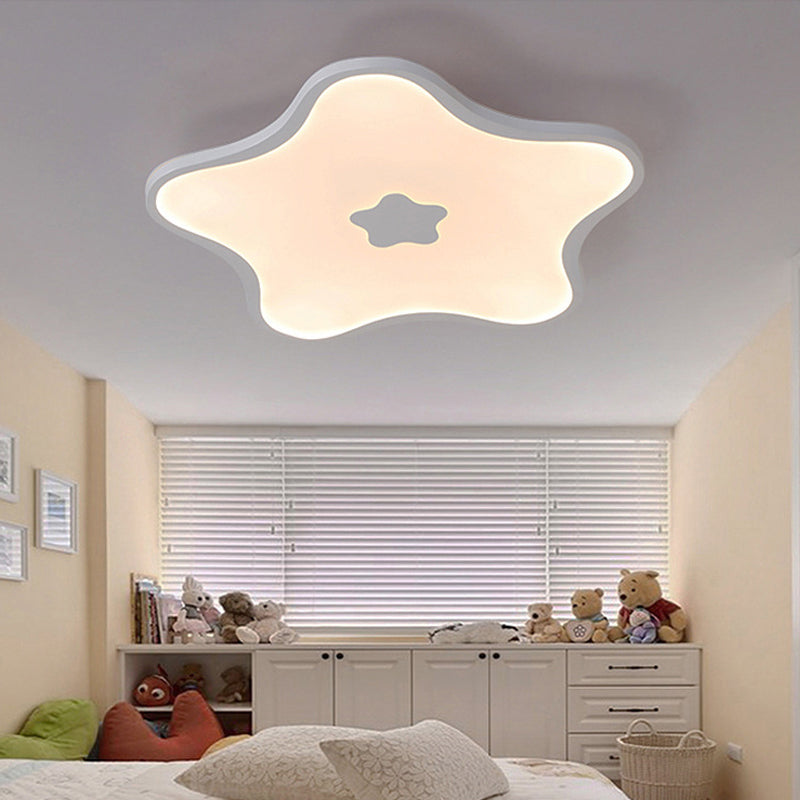 Contemporary Led Flush Mount Ceiling Lamp For Study Room - White Star Acrylic Light / 18 Warm