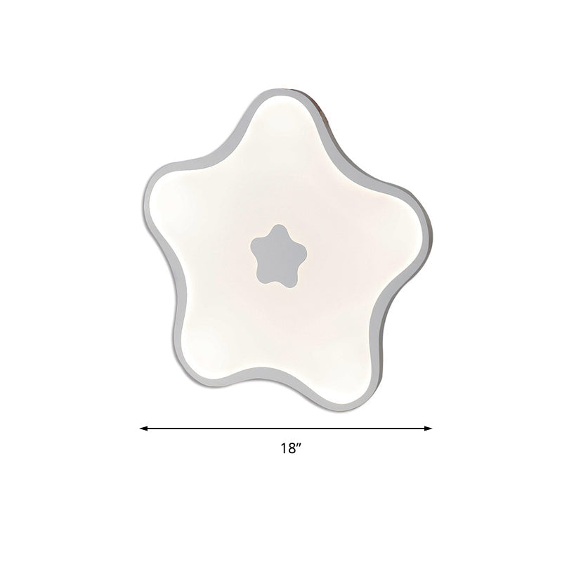 Contemporary Led Flush Mount Ceiling Lamp For Study Room - White Star Acrylic Light