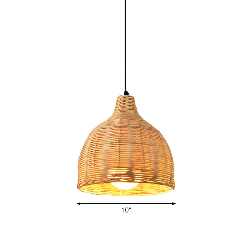 Bamboo Bell Hanging Lamp: Handcrafted 1-Light Pendant For Restaurants - 10’/12’/23.5’ Wide