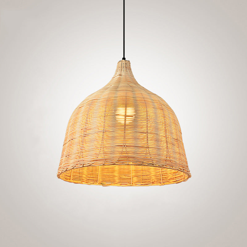 Bamboo Bell Hanging Lamp: Handcrafted 1-Light Pendant For Restaurants - 10’/12’/23.5’ Wide