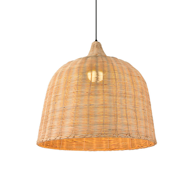 Bamboo Bell Hanging Lamp: Handcrafted 1-Light Pendant For Restaurants - 10’/12’/23.5’ Wide