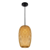 1/3-Bulb Suspension Light Beige With Bamboo Shade - Asian Inspired Hanging Pendant In Mixed