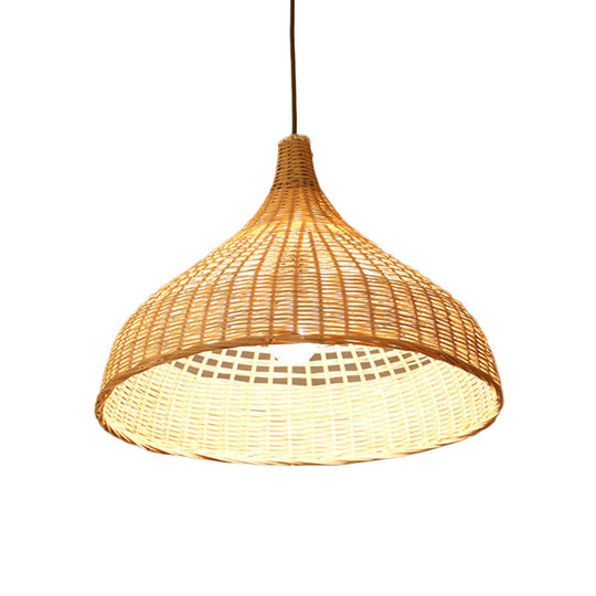 Asian Style Beige Diamond Pendant Bamboo Hanging Light For Tearoom With 1 Bulb