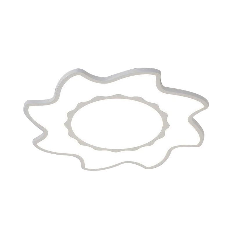 Blazing Sun Cartoon Acrylic Led Ceiling Lamp - White Flush Light For Nursing Room