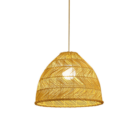 Asian Bamboo Bell Shade Pendant Light Fixture - Wide 16’/19.5’/23.5’ Beige