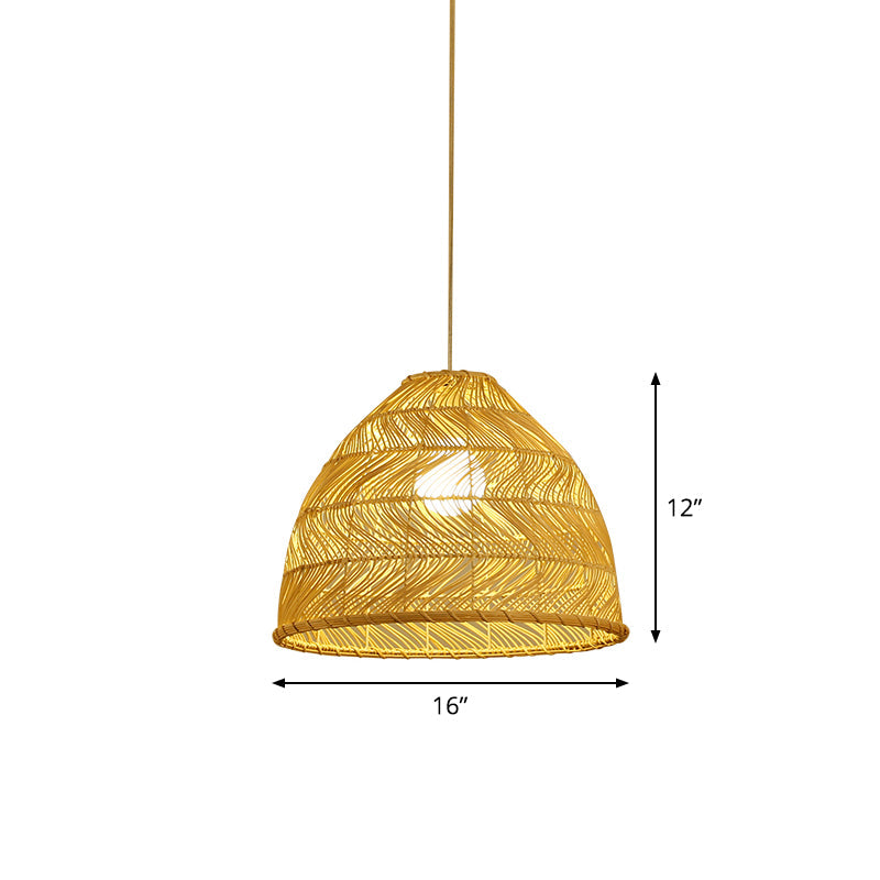 Asian Bamboo Bell Shade Pendant Light Fixture - Wide 16’/19.5’/23.5’ Beige