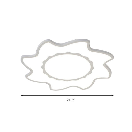 Blazing Sun Cartoon Acrylic Led Ceiling Lamp - White Flush Light For Nursing Room