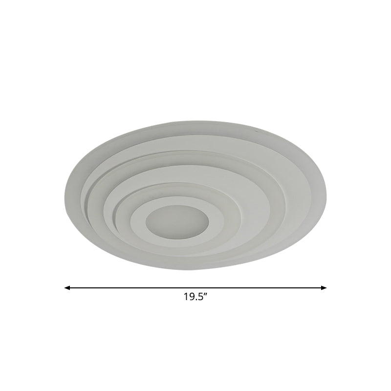 Simple White Led Flush Ceiling Light - 19.5’/31.5’/39’ Wide Warm/White