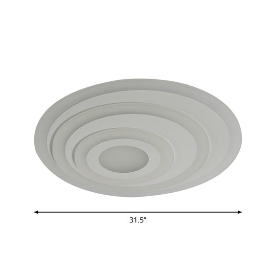 Simple White Led Flush Ceiling Light - 19.5’/31.5’/39’ Wide Warm/White