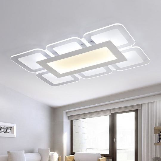 Modern Acrylic Led Flushmount Light In White - Available Various Sizes / 16’