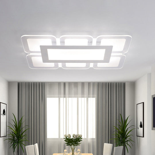 Modern Acrylic Led Flushmount Light In White - Available Various Sizes
