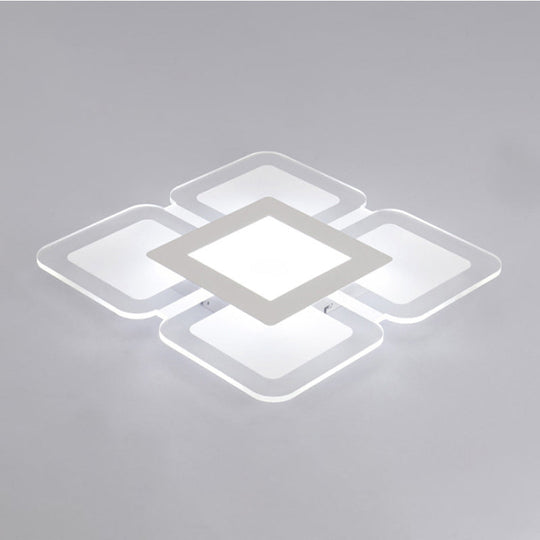 Modern Acrylic Led Flushmount Light In White - Available Various Sizes