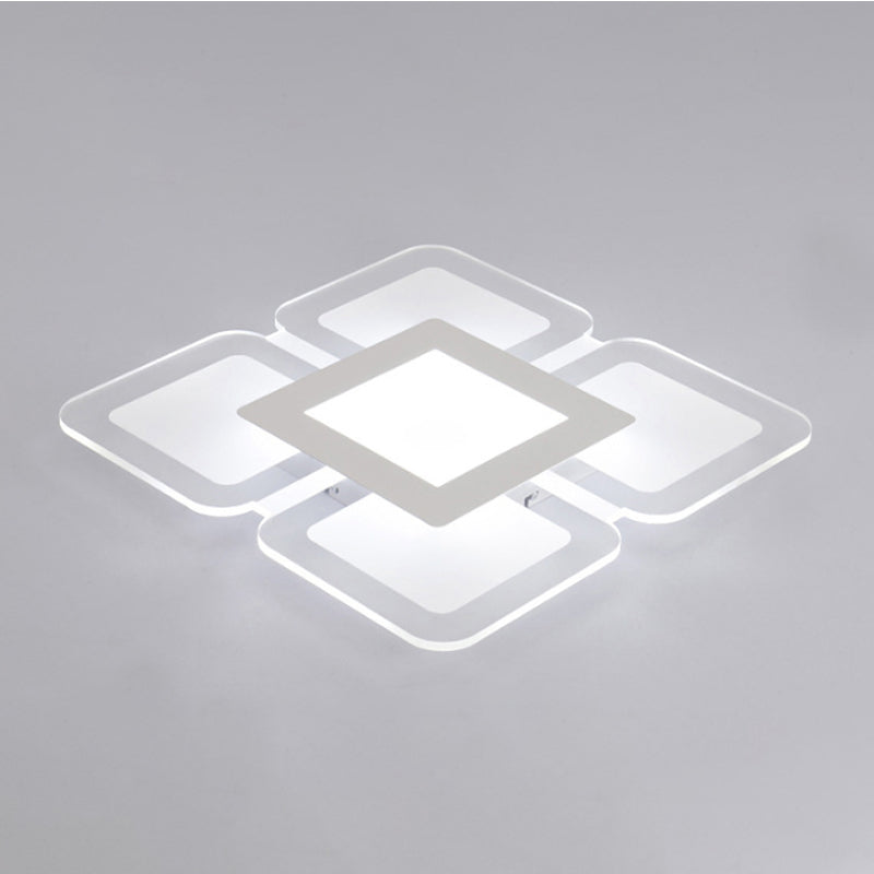 Modern Acrylic Led Flushmount Light In White - Available Various Sizes