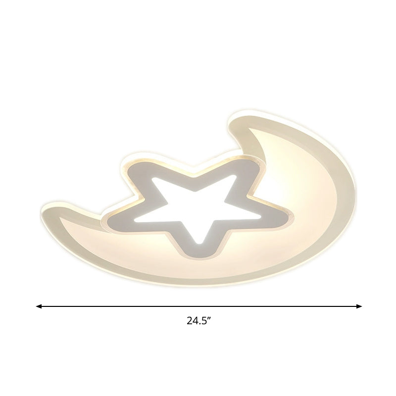Minimalistic Led Acrylic Ceiling Mount Light With Crescent And Star Design In Warm/White -