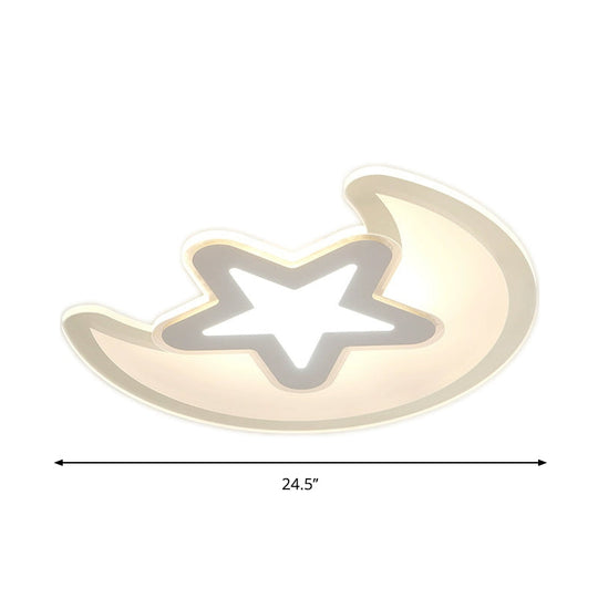 Minimalistic Led Acrylic Ceiling Mount Light With Crescent And Star Design In Warm/White -