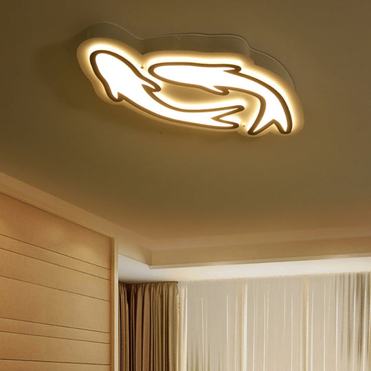 Nordic Dolphin Ceiling Lights For Kids Bedroom - Acrylic Flush Mount In White 2 / Warm