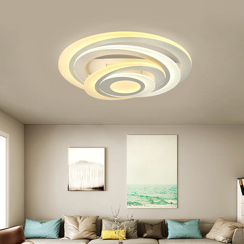 Modern Circular Led Flush Light - Acrylic Living Room Ceiling Lamp (19.5/31 W) With Warm/White