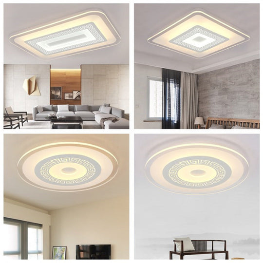 Modern Ultra-Thin Led Flush Mount Ceiling Light With Acrylic Shade Ideal For Small Or Large Living