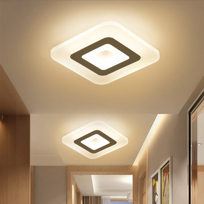 Sleek Led Ceiling Light With Acrylic Shade For Narrow Spaces White / G