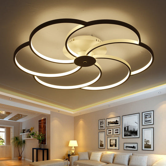 Modern Flushmount Floweret Led Ceiling Light Fixture 18’/21.5’/32’ Metal Design In Warm/White