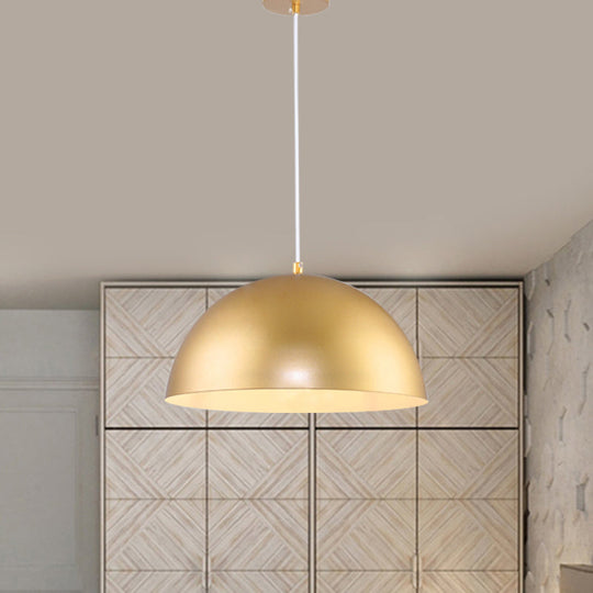 Vintage Industrial Metallic Golden Pendant Lamp 12/16 Inch Width Dome Shade 1 Bulb