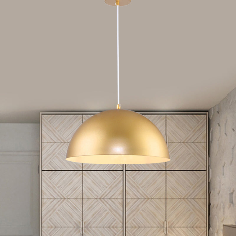 Vintage Industrial Hanging Lamp With Metallic Golden Dome Shade And 1 Bulb 12/16 Inch Width