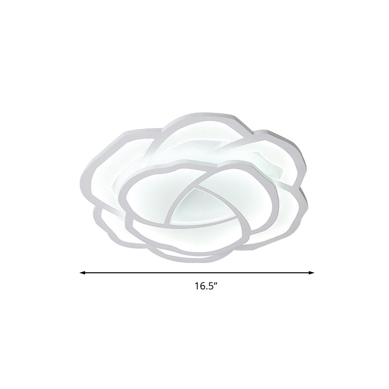 Modern Led Baby Bedroom Flower Ceiling Lamp - Pretty White Flush Light For Nurseries