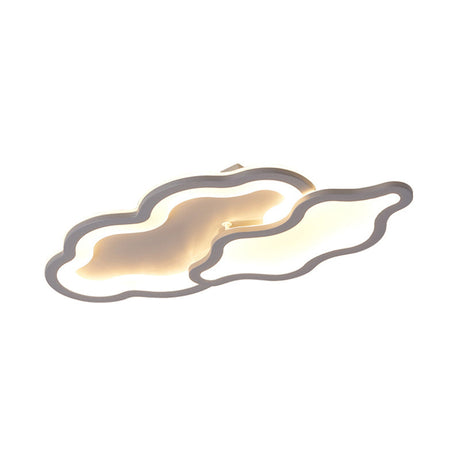 Cloud-Themed Ceiling Light Fixture For Kindergarten - Grey Flush Mount Acrylic Design