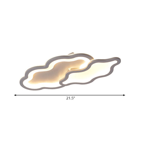 Cloud-Themed Ceiling Light Fixture For Kindergarten - Grey Flush Mount Acrylic Design