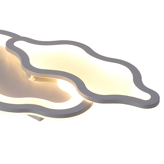 Cloud-Themed Ceiling Light Fixture For Kindergarten - Grey Flush Mount Acrylic Design