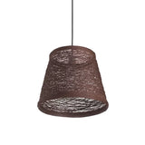 Modern Tapered Drum Rattan Pendant Lamp | Black/Red/Pink 1 Head Ceiling Hang Light For Dining Table
