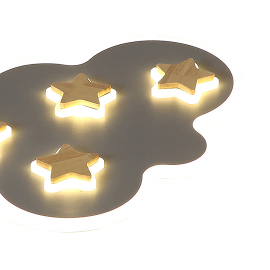 Cloud And Star Acrylic Flush Mount Ceiling Light For Kids’ Bedroom - Art Deco Fixture