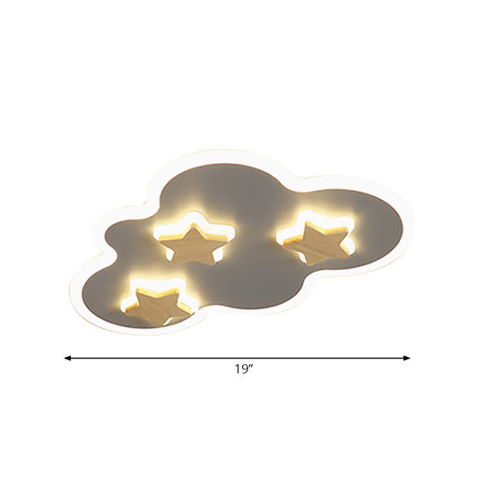 Cloud And Star Acrylic Flush Mount Ceiling Light For Kids’ Bedroom - Art Deco Fixture