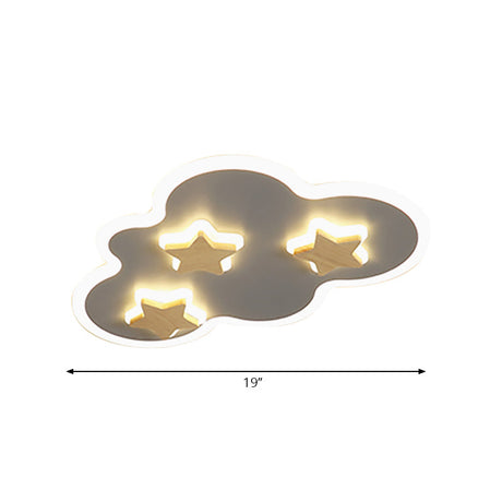 Cloud And Star Acrylic Flush Mount Ceiling Light For Kids Bedroom - Art Deco Fixture