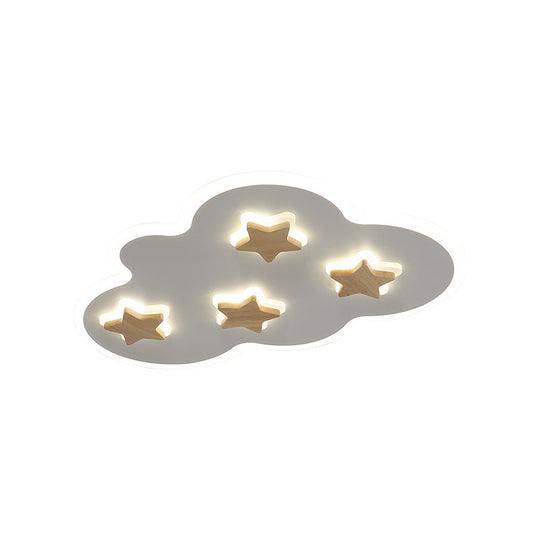 Cloud And Star Acrylic Flush Mount Ceiling Light For Kids’ Bedroom - Art Deco Fixture