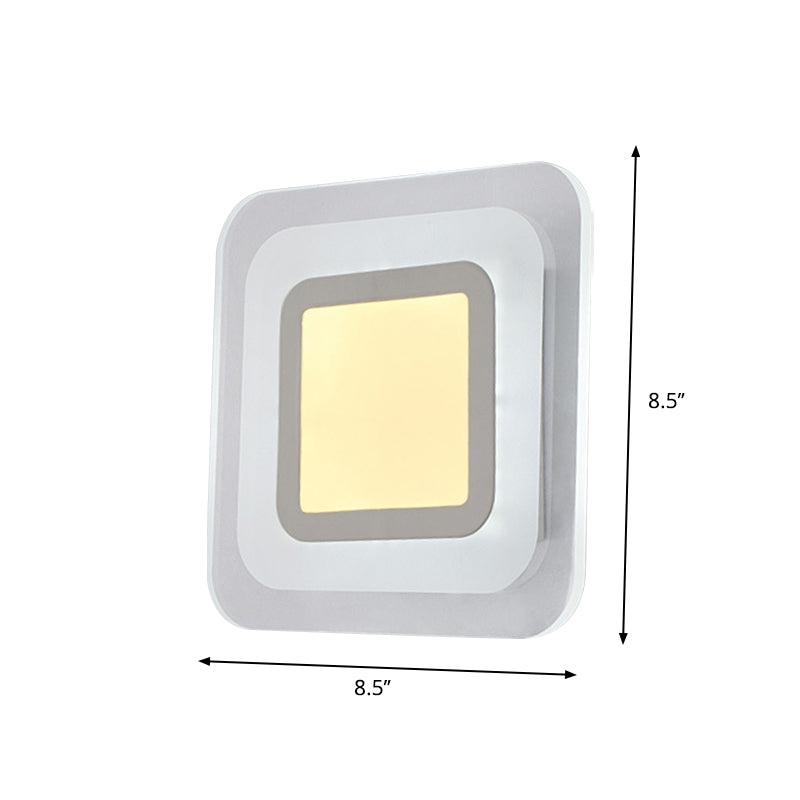 Ultrathin Led Wall Sconce: Stylish Square Acrylic Lamp For Living Room In Warm/White Light