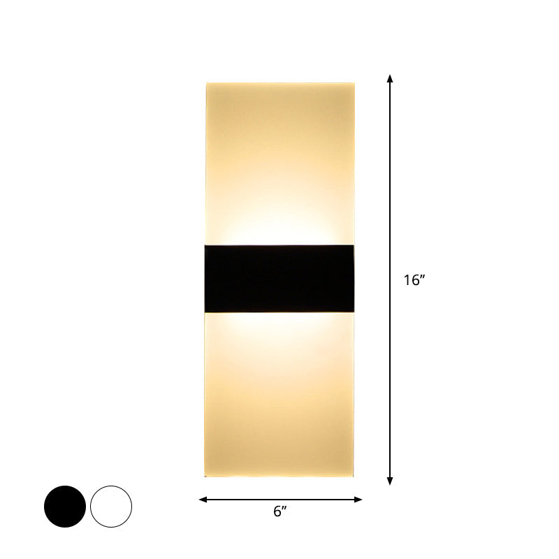 Minimalist Black/White Rectangular Led Sconce Light - Thinnest Wall Mounted Lamp In Warm/White