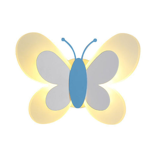 Cartoon Butterfly Led Sconce Lamp: Fun Acrylic Wall Lighting Fixture In Multiple Colors And Light