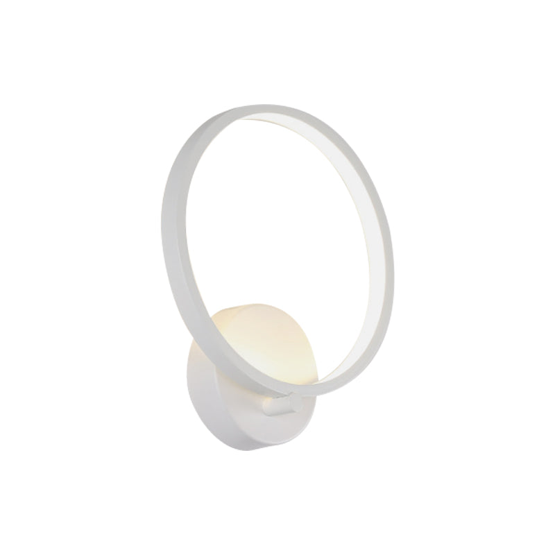 Minimalist White Led Circle Sconce Light Fixture With Acrylic Wall Mount - Warm/White For Corridor