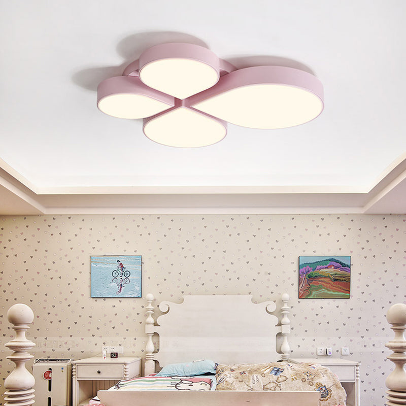 Petite Macaron Style Led Flush Ceiling Light For Kindergarten With Flat Petal Design Pink / 20.5’