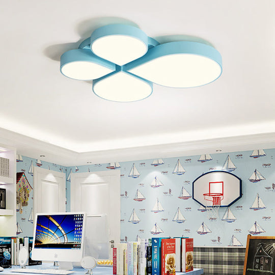 Petite Macaron Style Led Flush Ceiling Light For Kindergarten With Flat Petal Design Blue / 20.5’