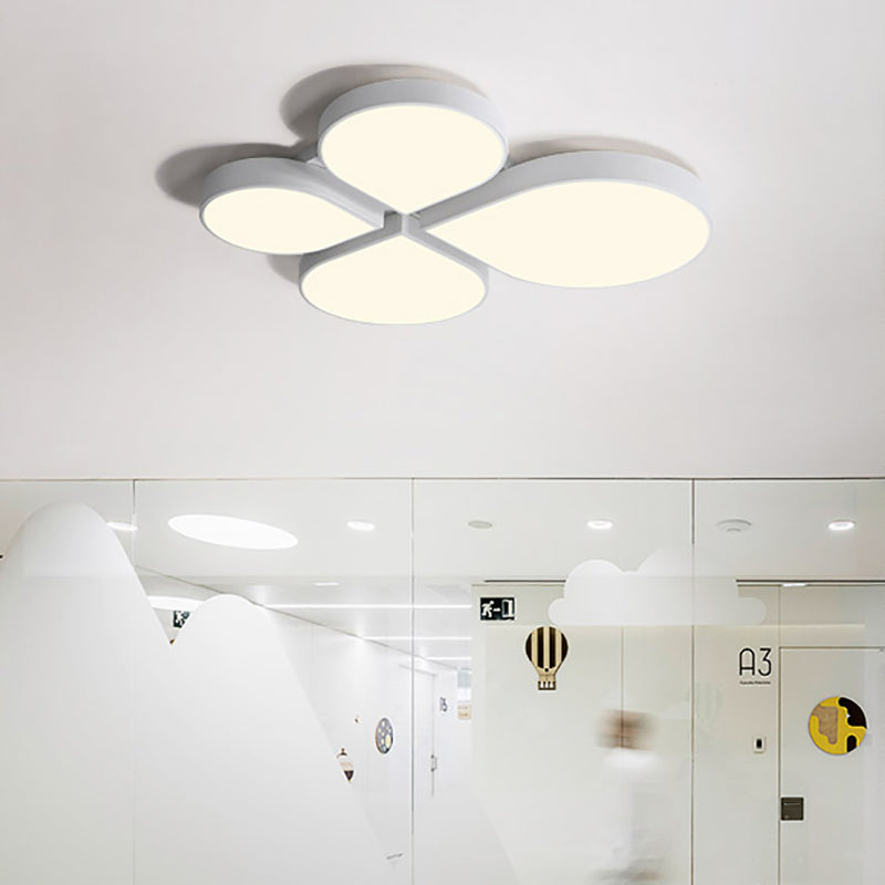Petite Macaron Style Led Flush Ceiling Light For Kindergarten With Flat Petal Design White / 20.5’