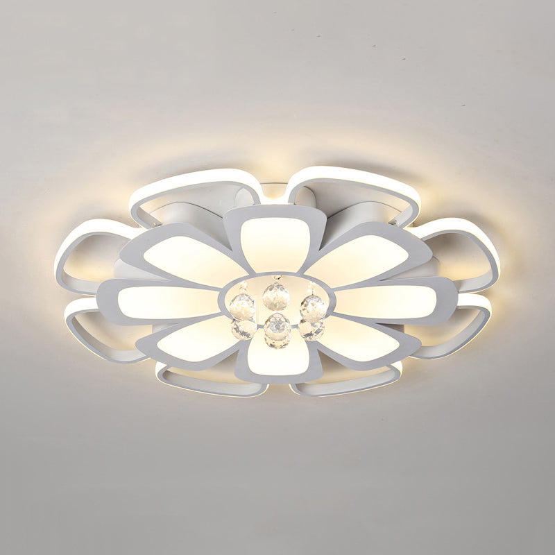 White Acrylic Blossom Led Ceiling Light - Crystal Ball Kids Lamp For Nursing Room / 20.5’ Warm