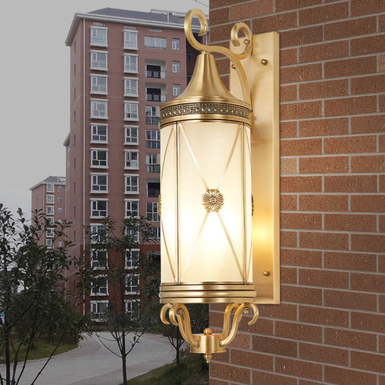 Minimalist Brass Wall Sconce With Clear/Frosted Glass - Perfect For Porch Lighting / A