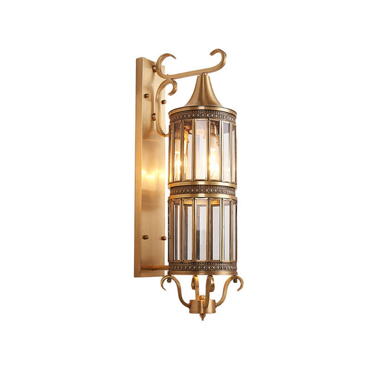 Minimalist Brass Wall Sconce With Clear/Frosted Glass - Perfect For Porch Lighting