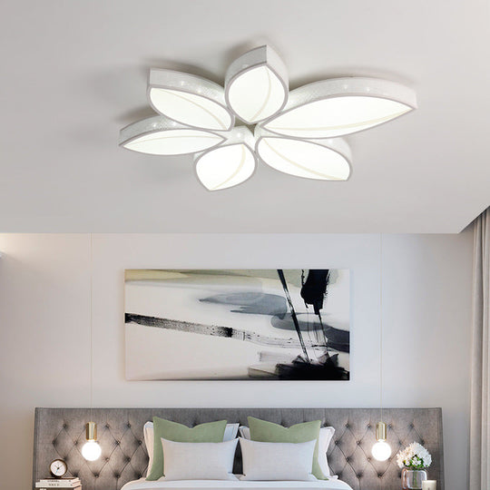 Stunning Crystal Flower Led Ceiling Light For Bedroom - Acrylic White Flushmount / 27